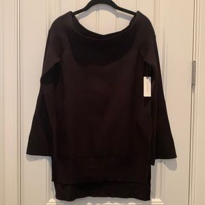 NWT Off the shoulder Anthropologie Hi-Lo tunic sweater in black.  Size Small